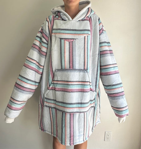 Oversized Blanket Hoodie Baja Drug Rug Sherpa Lined