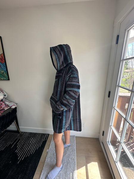 Oversized Blanket Hoodie Baja Drug Rug Sherpa Lined