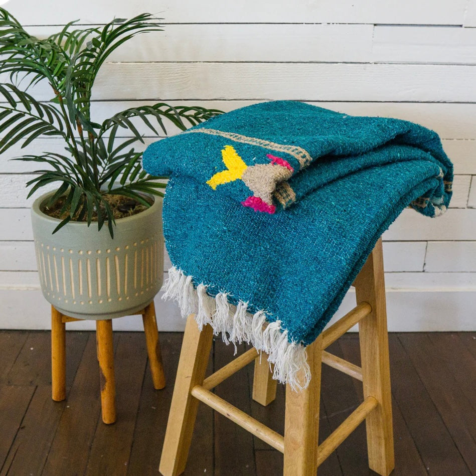 Mexican fish blanket teal
