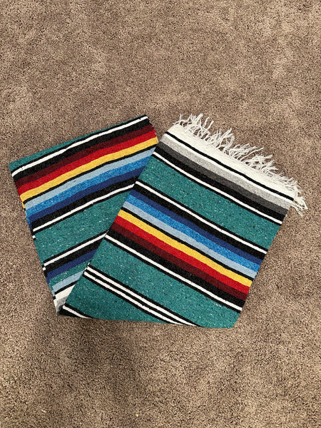 Mexican Baja Blanket Striped - Turquoise