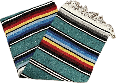 Mexican Baja Blanket Striped - Turquoise